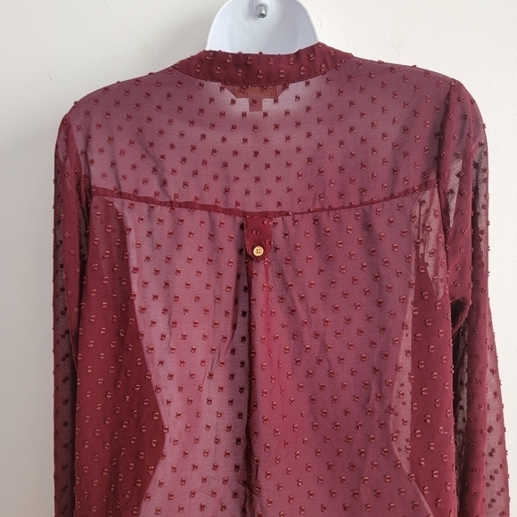 MODCLOTH Burgundy Pam Breeze-ly Long-Sleeve Tunic - Women SMALL - Picture 7 of 12